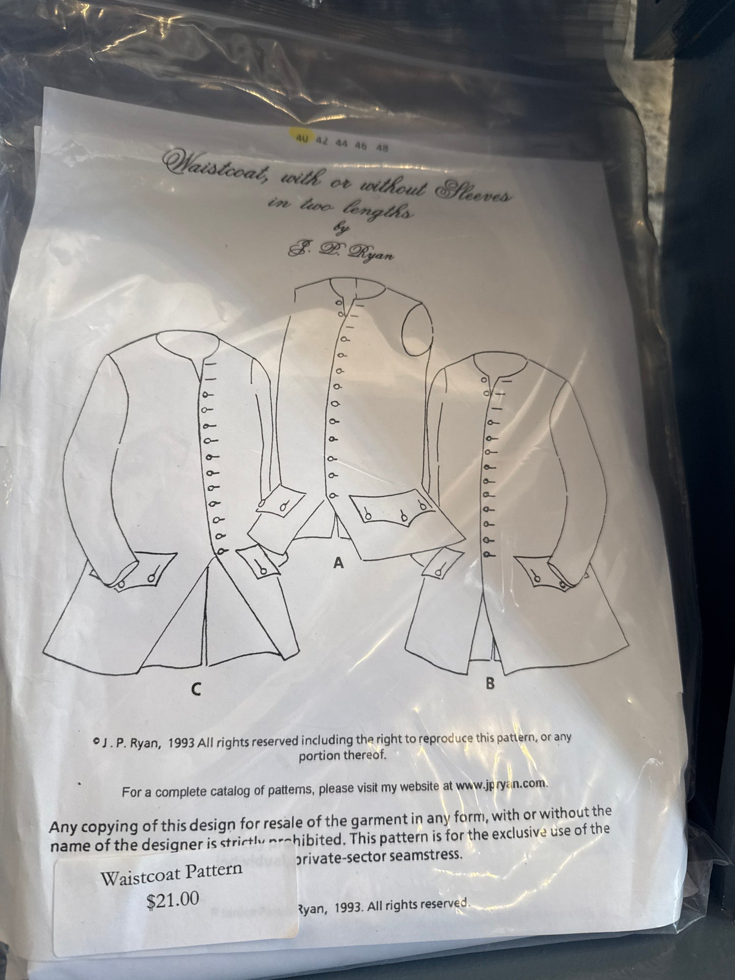JP Ryan's Men's Waistcoat Pattern