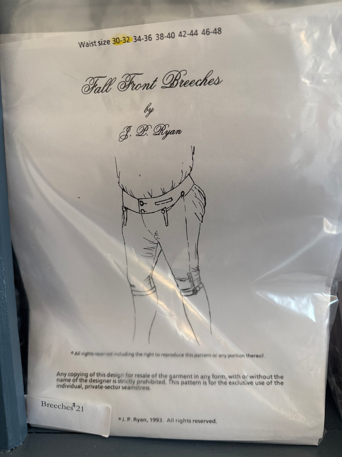 JP Ryan Pattern Fall Front Breeches