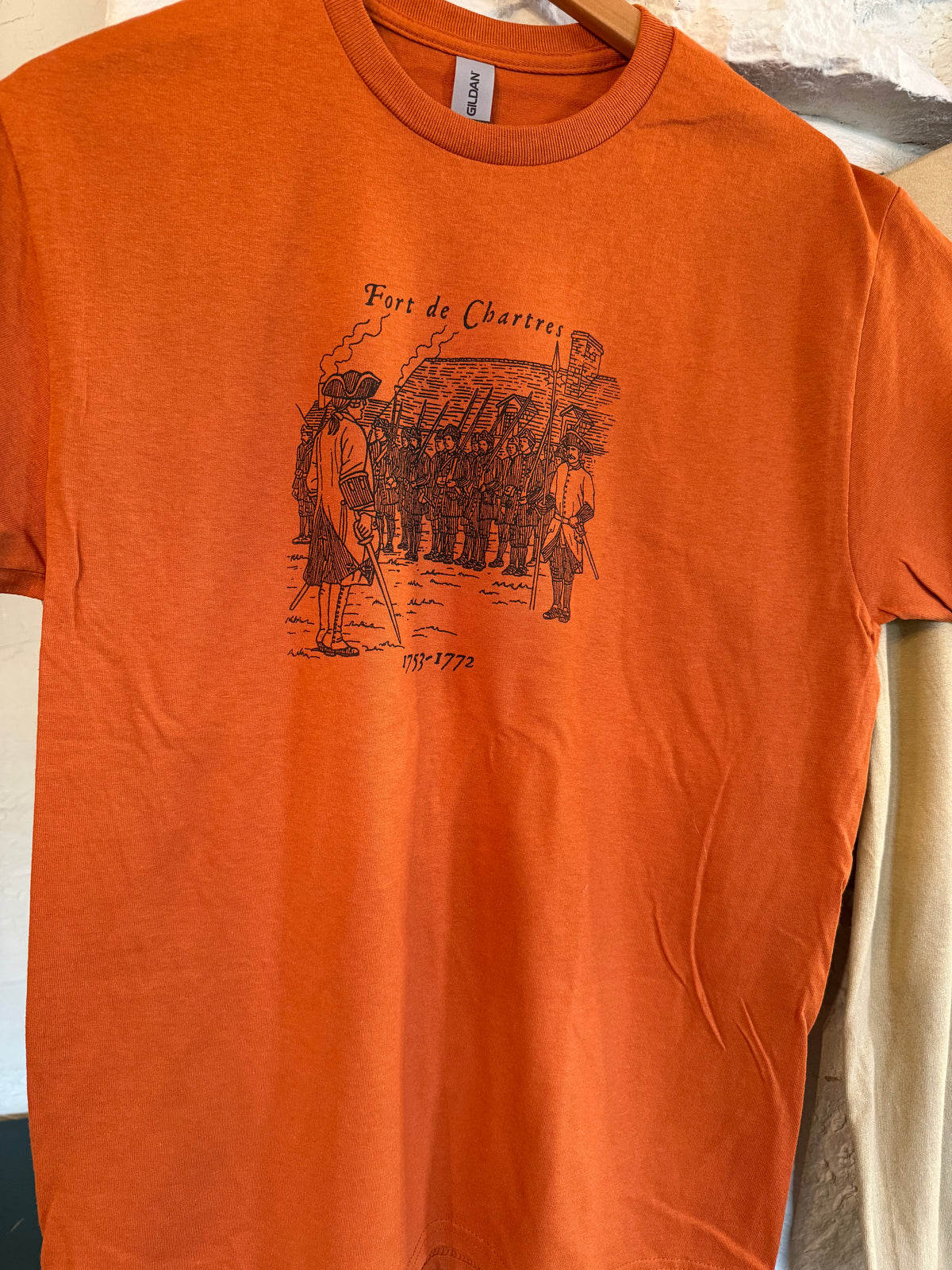Historic Fort de Chartres T-shirt Parade Ground Burnt Orange