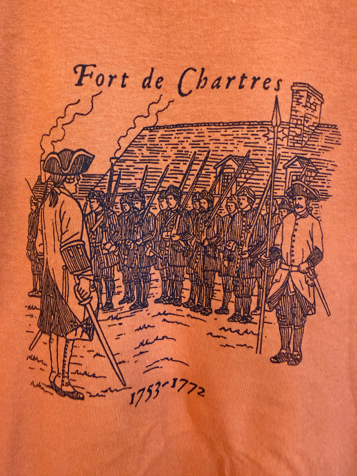 Historic Fort de Chartres T-shirt Parade Ground Burnt Orange