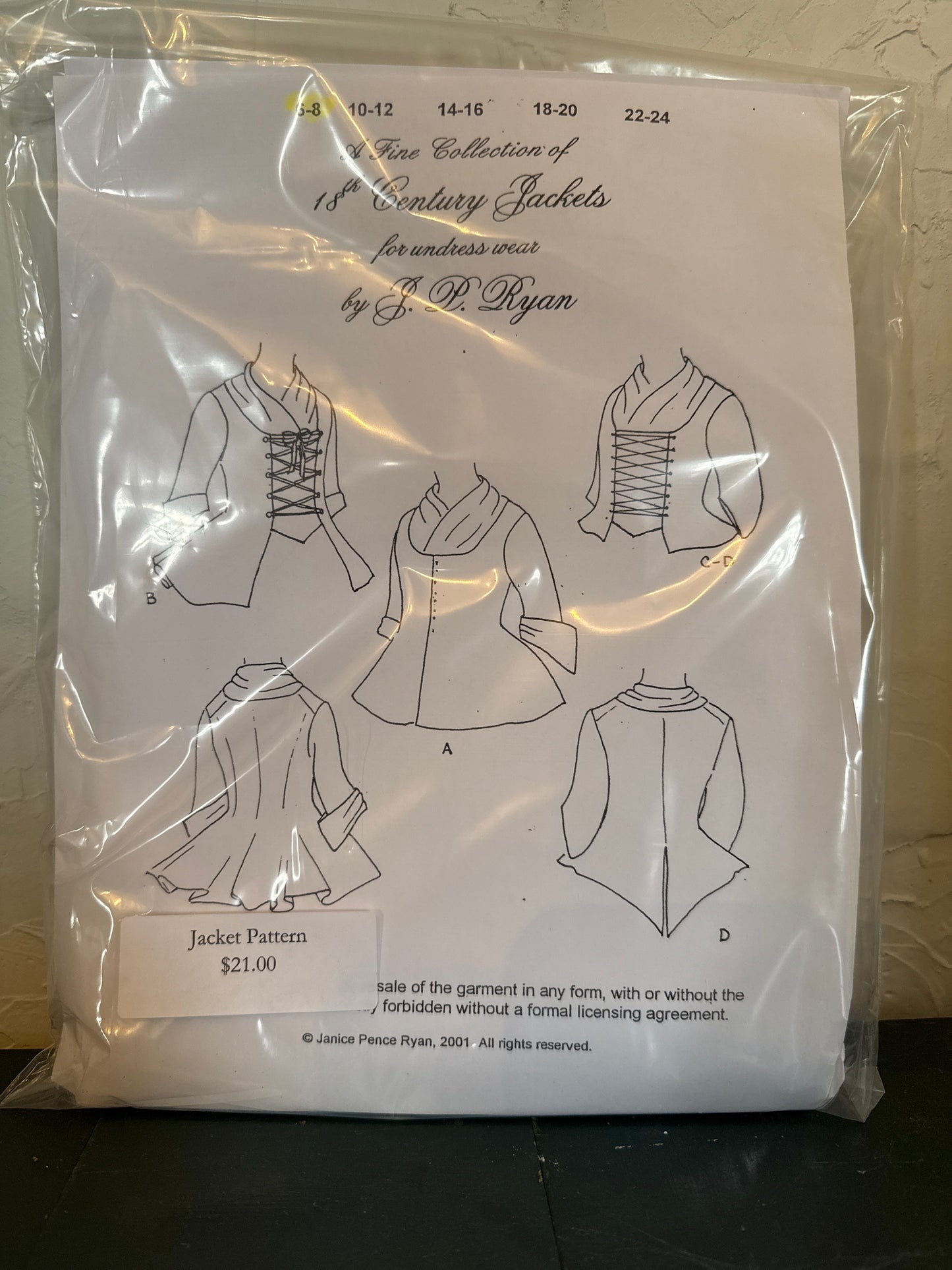 JP Ryan Pattern 18th Century Jackets